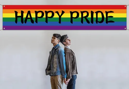 Miniatura 5 de Nepnuser Cartel de Feliz Orgullo al aire libre del mes del orgullo LGBTQ + cartel de decoración de jardín para patio delantero