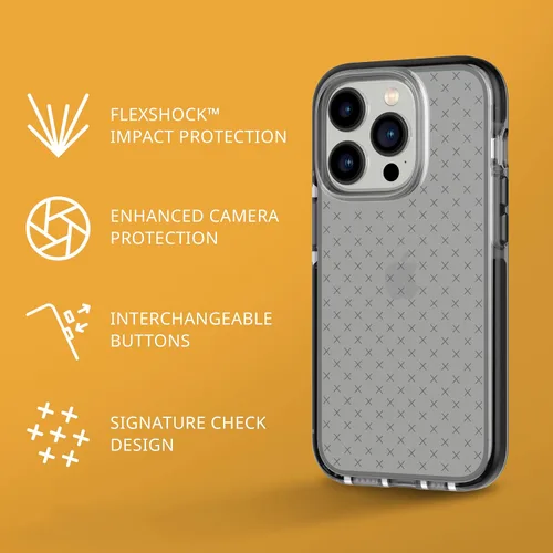Miniatura 2 de Tech21 iPhone 14 Pro Evo Check – Funda protectora delgada y absorbente de golpes con protección FlexShock Multi-Drop de 16 pies y botones