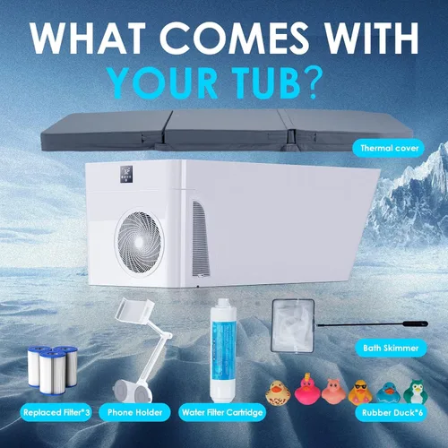 Miniatura 8 de ICEGALAX Bañera de hielo con enfriador de agua integrado (hasta 38 ℉), control de smartphone, diseño silencioso e independiente para recuperación