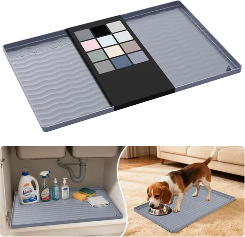 Miniatura 18 de URMONA Tapete de silicona impermeable para debajo del fregadero, 34 x 22 pulgadas, forro para estante de cocina y baño, protector de gabinetes
