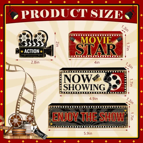 Miniatura 3 de Britimes Juego de 4 piezas de decoración de mesa de noche de película, juego de decoraciones de bandeja escalonada de Navidad, estrella de película