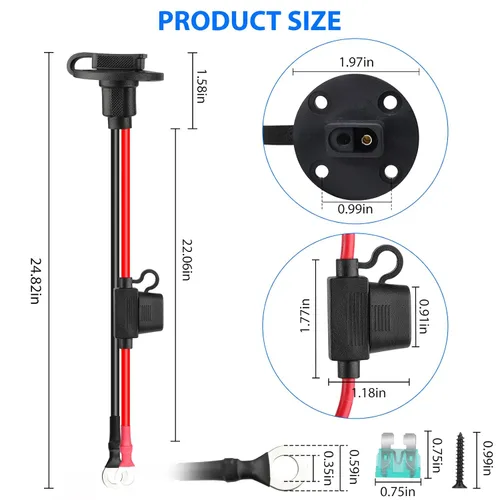 Miniatura 6 de Linkstyle 2 conectores rápidos de enchufe de alimentación SAE de 2 pies 10 AWG a junta tórica, cable de extensión SAE para generador solar, cargador