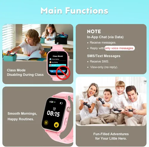 Miniatura 5 de Reloj inteligente 4G para niños y niñas con rastreador GPS, reloj inteligente para niños, llamada telefónica, videollamada SOS, regalo de cumpleaños