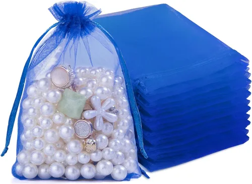 Miniatura 51 de Crweety 50 Piezas Bolsas de Organza Doradas de 3 x 4 Pulgadas, Pequeñas Bolsas de Regalo de Malla con Cordón para Favores de Boda, Despedida