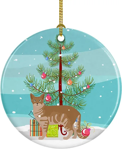 Miniatura 168 de Caroline's Treasures Adorno de cerámica con texto en inglés "Merry Christmas" para colgar en el árbol de Navidad, decoración para el hogar, Navidad