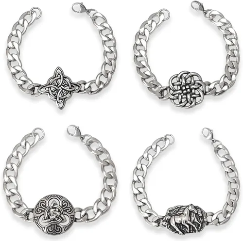 Miniatura 5 de Pulseras, pulsera de cadena de nudo de bruja vintage de moda, pulsera única de nudo de bruja en acero inoxidable de larga duración para los amantes