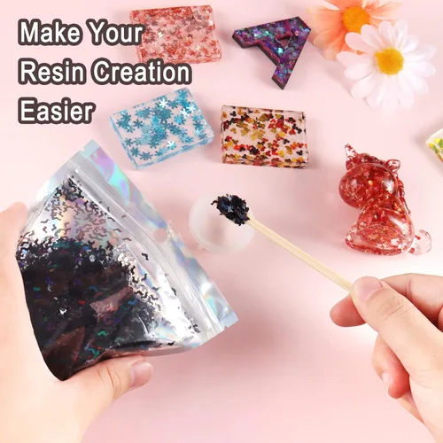 Miniatura 5 de Renfio 1.75 onzas, 1.76 oz, holográfico, confeti, murciélagos, forma de murciélagos, lentejuelas brillantes, resina brillante, lentejuelas gruesas