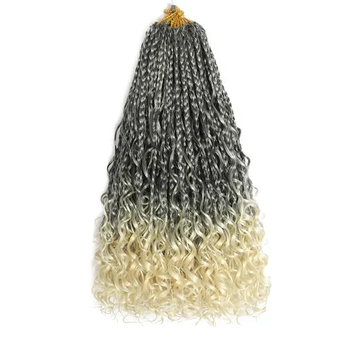 Miniatura 20 de Flagship 9 Paquetes Goddess Box Braids Cabello de Ganchillo para Mujeres Negras - 10 Pulgadas Pre-enrollado con Puntas Rizadas, Estilo Bohemio