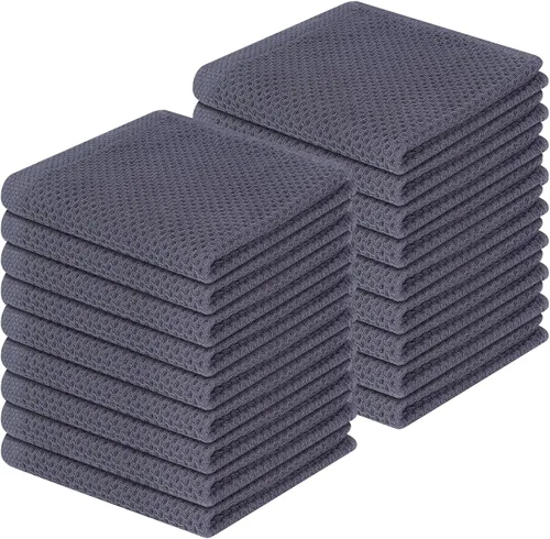 Miniatura 282 de Homaxy Paños de cocina de 100% algodón con tejido de gofre, ultra suaves, absorbentes, de secado rápido, 12 x 12 pulgadas, paquete de 6, amarillo