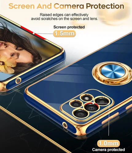 Miniatura 4 de LeYi Funda para Samsung Galaxy A53 5G con Protector de Pantalla de Vidrio Templado [Paquete de 2] Soporte de Anillo Giratorio de 360° Soporte Azul