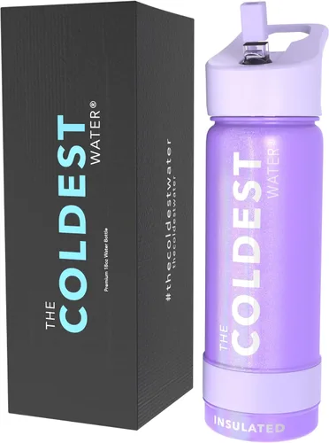 Miniatura 99 de Coldest - Botella para agua con tapa que incluye pajilla, térmica y metálica (acero inoxidable), para hombres y mujeres, color morado