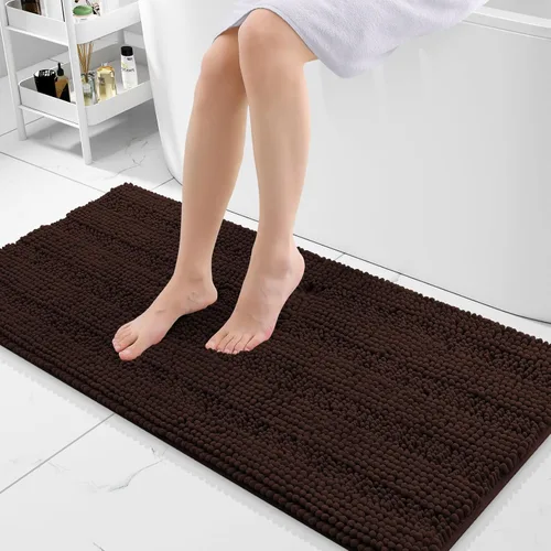 Miniatura 52 de Grandaily Alfombras de baño de felpilla a rayas de 24 x 16 pulgadas, extra gruesas y suaves, absorbentes, parte trasera de goma, alfombra de ducha