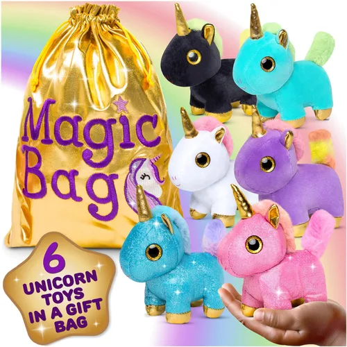 Naturally KIDS Animales de peluche, regalos para niños y niñas, juego de juguetes de unicornio de peluche de 6 Bolsa Unicornios Multicolor