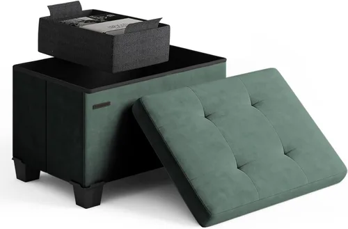 Miniatura 38 de Cubo otomano de almacenamiento con cubo pequeño, otomana cuadrada de 15 pulgadas con almacenamiento para sala de estar y dormitorio, reposapiés