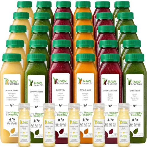 Miniatura 9 de Raw Fountain, limpieza de jugo de 3 días de limpieza natural de desintoxicación cruda, jugo para restablecimiento corporal, jugo prensado en frío