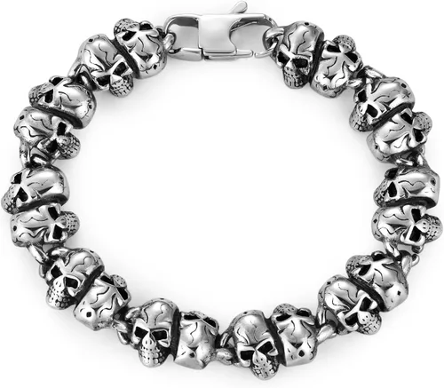 Miniatura 6 de Pulsera de cadena de eslabones vintage para hombre, acero inoxidable, cierre de palanca, Biker Punk Rock