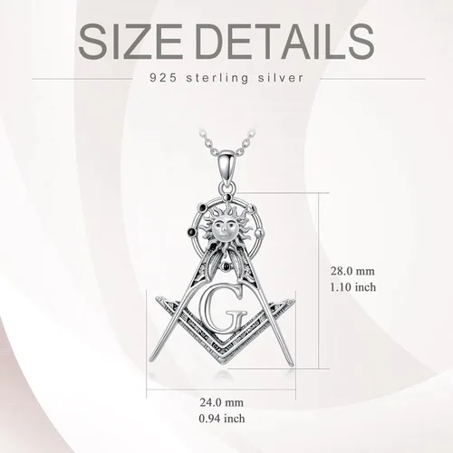 Miniatura 18 de PROESS Collar de plata de ley con colgante de montaña y sol de semilla de mostaza/masónico/brújula para mujeres y hombres, collar con colgante
