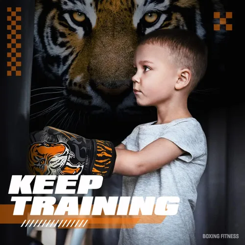 Miniatura 4 de Guantes de boxeo para niños con envolturas de mano para niñas y niños de 3 a 8 años, juego de boxeo de entrenamiento, guantes de golpeo Naranja
