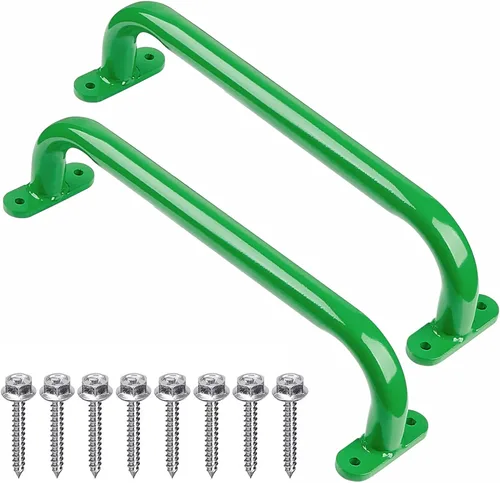 Miniatura 10 de Paquete de 2 asas de seguridad de metal negro de 13 pulgadas, asas de juego, mango de agarre para columpio, barra de agarre para casa