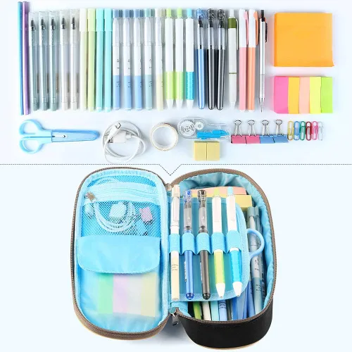 Miniatura 2 de Homecube Estuche para lápices de gran capacidad, impermeable, estuche Oxford para bolígrafos de maquillaje, bolsa de papelería duradera, soporte