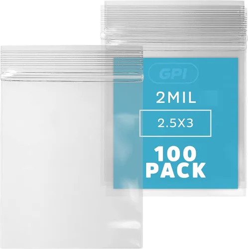 Miniatura 16 de GPI - Paquete de 100 bolsas de plástico transparente con cremallera de 1 x 1 pulgada de grosor, bolsas de plástico transparente con cierre