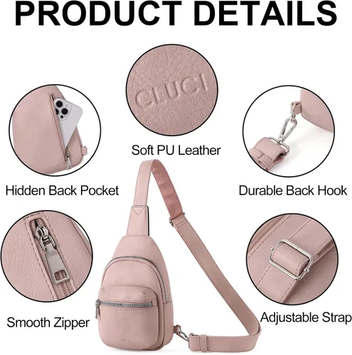 Miniatura 5 de CLUCI Small Sling Bag for Women, Leather Crossbody Fanny Packs Trendy, Women's Chest Bag
