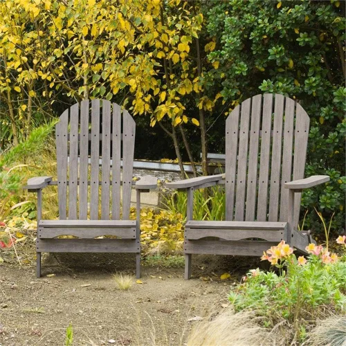 Miniatura 2 de Afuera Living Silla Adirondack de madera de eucalipto al aire libre de 34" W en gris