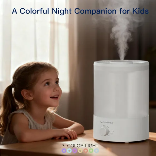 Miniatura 14 de MegaWise Humidificadores de niebla fría de recarga superior saludable para dormitorio, vaporizador de aire ultrasónico de 24 dB con filtro de agua