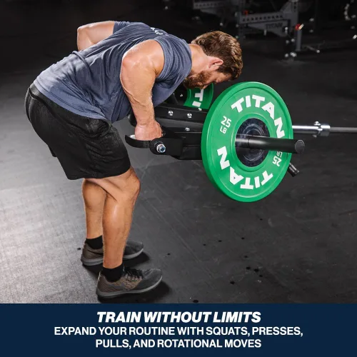 Miniatura 4 de Titan Fitness Landmine Linebacker - Accesorio de prensa para sentadillas y vikingos, capacidad de 650 libras, se adapta a barras y platos olímpicos