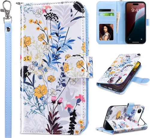 Miniatura 25 de ULAK Compatible con iPhone 15 Estuche tipo cartera para mujer, funda tipo billetera de piel PU premium con tarjetero, función de caballete, estuche