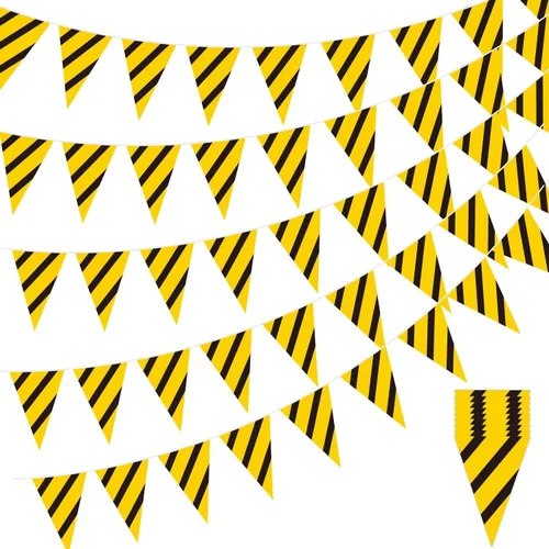 Paquete de 5 banderines de construcción – Bandera temática de camión volquete para niños, decoración de banderines triangulares para fiesta en