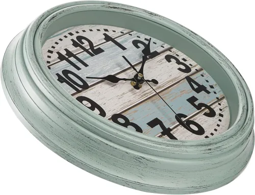 Miniatura 4 de ZENFUN Reloj de pared rústico de 12 pulgadas, reloj de pared silencioso sin tictac, funciona con pilas, decoración de pared de estilo rústico