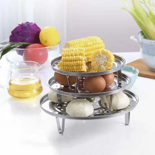 Miniatura 5 de Rejilla para Cocinar al Vapor, Estante para Ollas a Presión y Enlatado de Acero Inoxidable 304, Bandeja Redonda para Cocinar al Vapor con Patas