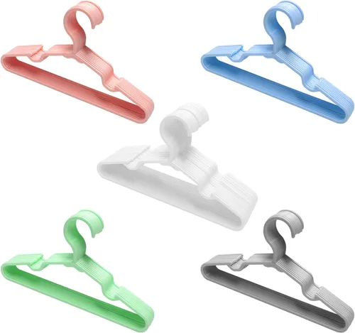 Miniatura 8 de Paquete de 60 perchas blancas para niños de 11.6 pulgadas, perchas para ropa de bebé para niños pequeños y niños, perchas de plástico duradero
