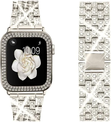 Miniatura 11 de Bekomo Compatible for Apple Watch Ultra Band 49mm 46mm 45mm 41mm 38mm 40mm 42mm 44mm with 2 Pack Bling Crystal Diamonds Case Cover, iwatch SE Series