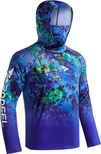 Miniatura 14 de Rodeel - Camisa de pesca para hombre con manga larga, UPF 50+, rendimiento de alto rendimiento para senderismo, con máscara, protección UV