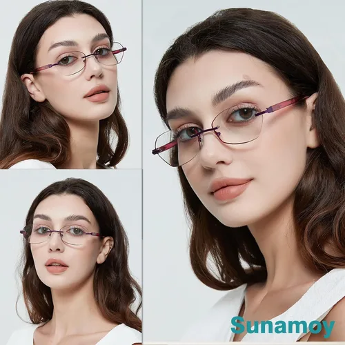 Miniatura 3 de Multifocus Gafas de lectura para mujer, progresivas, multifocales, sin marco, sin línea, lector bifocal, luz azul, diseño de computadora, lentes