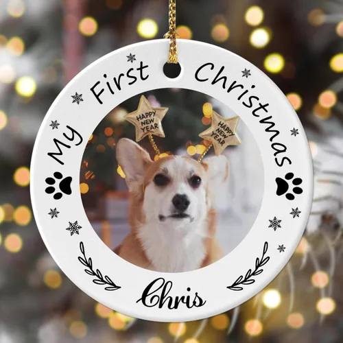 Miniatura 11 de Adornos de Navidad personalizados con foto 2025, nombre personalizado para perro y gato, adornos para árbol de Navidad, cachorros, perros, gatos