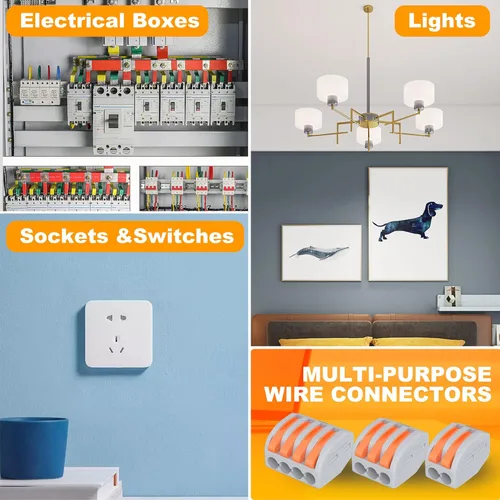 Miniatura 6 de RVBOATPAT Kit de conectores de cable de palanca, 59 piezas, conectores eléctricos a presión, tuercas de palanca de conexión rápida 2/3/4/5