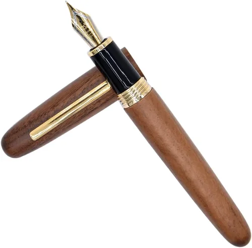 Miniatura 3 de Jinhao 9056 Pluma estilográfica vintage de madera natural, punta fina, madera Juglans regia
