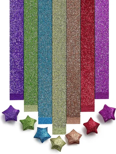 Miniatura 14 de FoDau770 Tiras de papel de estrella de color sólido, 1080 hojas de papel de estrella de origami para manualidades, regalo, proyecto de bricolaje, 10