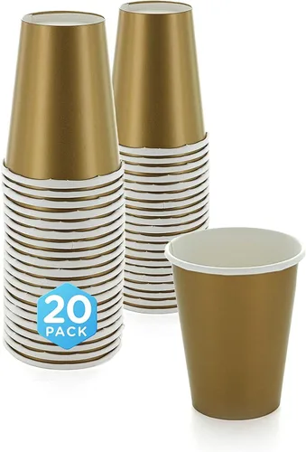 Miniatura 10 de Vasos de papel desechables, 8 onzas, tazas de café de papel negro, tazas desechables de café fuertes y resistentes para fiestas, bodas, día