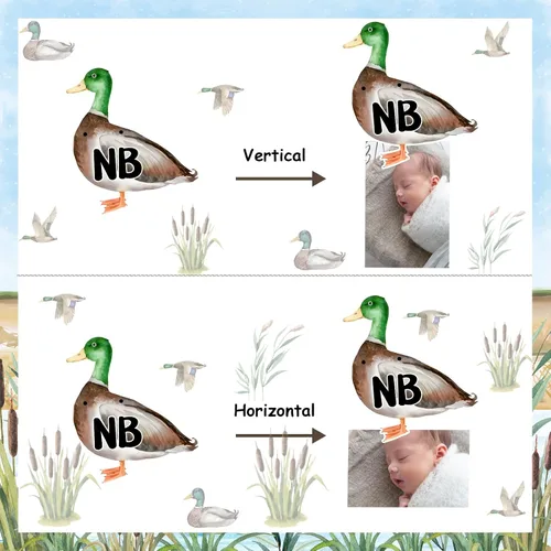 Miniatura 6 de Cartel de fotos de 1er cumpleaños de pato mallardo, cartel con imagen temática de pato de recién nacido a 12 meses, registro de crecimiento