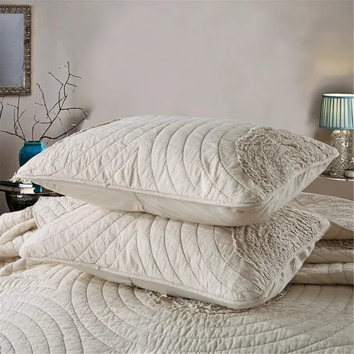 Miniatura 6 de ABREEZE Juego de edredón tamaño Queen, 100% algodón, color beige, con patrón floral 3D, edredones y colchas de estilo moderno con 2 fundas