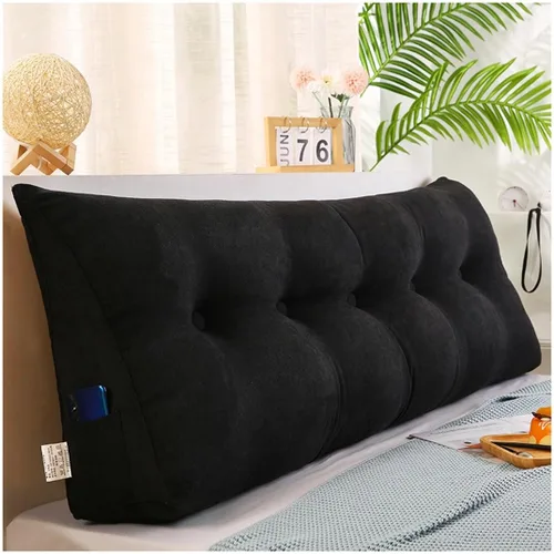 Miniatura 9 de EORNOW Almohada triangular para cabecero, cojín largo para respaldo de cabecero, cojín grande desmontable, almohada de lectura con funda extraíble