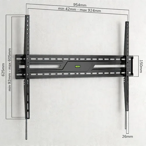 Miniatura 2 de Superior Electronics - Soporte fijo para TV de pared de 60" a 100" (extra delgado), negro con nivel incluido - SUPSTV007