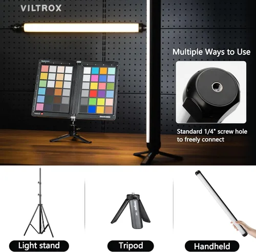 Miniatura 7 de VILTROX Varita de luz LED RGB K60, barra de luz LED RGB de mano de 360° para fotografía con control de aplicación, regulable de 2500K-8500K, CRI97+