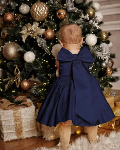 Miniatura 4 de 6M-8T - Vestido de fiesta de tutú para bebé, con lazo grande, para concurso de cumpleaños, para bautizo