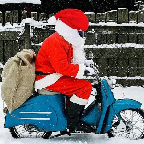 Miniatura 3 de Cubierta de casco de motocicleta de Papá Noel de Navidad, accesorios de decoración para montar en Navidad, Santa motocicleta, cubierta de casco