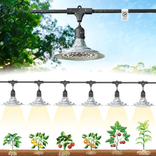 Luces de Cultivo Exteriores para Invernadero, Luces de Cultivo de Invernadero de Espectro Completo para Plantas Exteriores, Luz de Cultivo en Cadena